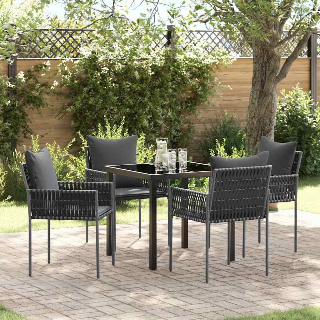Kert étkező szett 5 pcs Fekete és Szürke PE Rattan