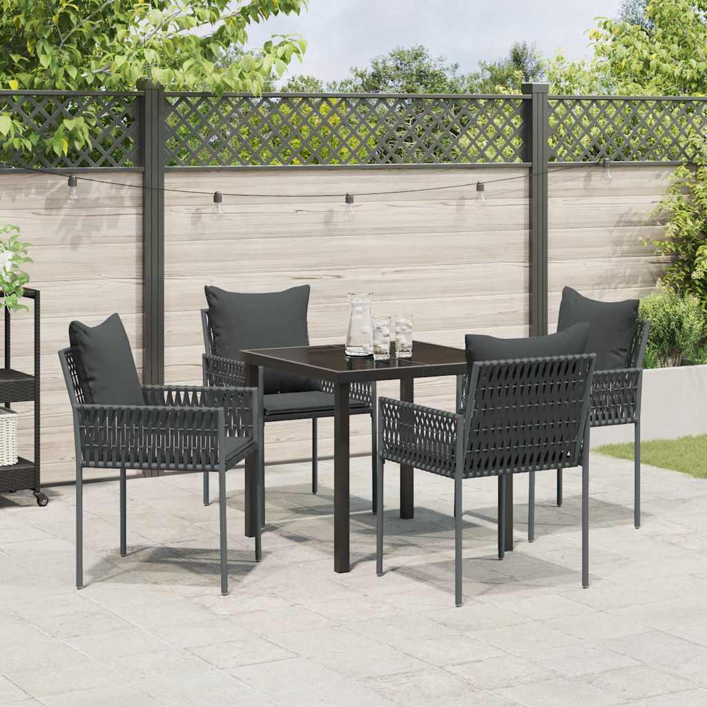 Kert étkező szett 5 pcs Fekete és Szürke PE Rattan