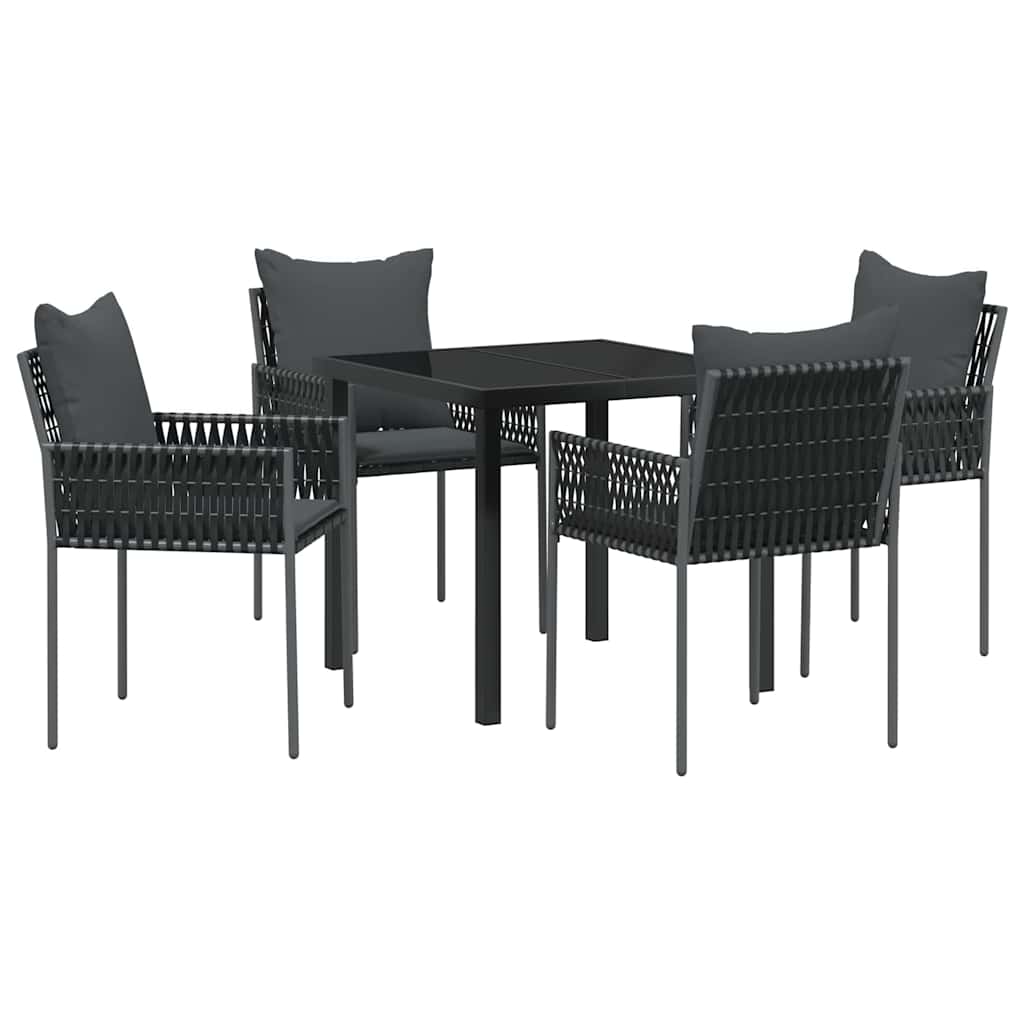 Kert étkező szett 5 pcs Fekete és Szürke PE Rattan