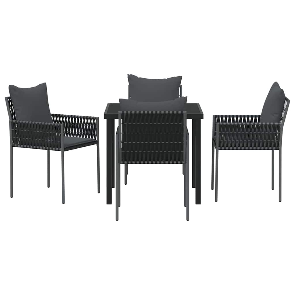 Kert étkező szett 5 pcs Fekete és Szürke PE Rattan