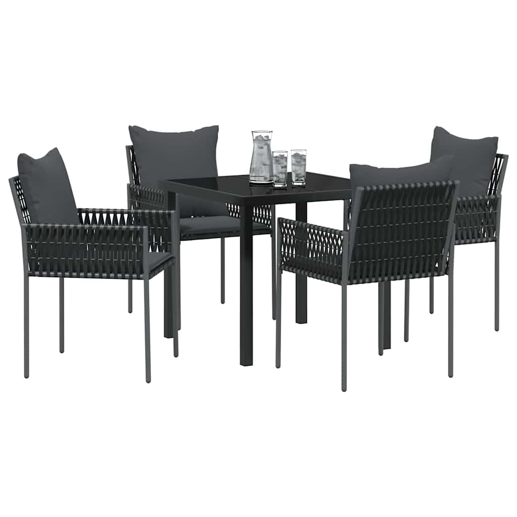 Kert étkező szett 5 pcs Fekete és Szürke PE Rattan