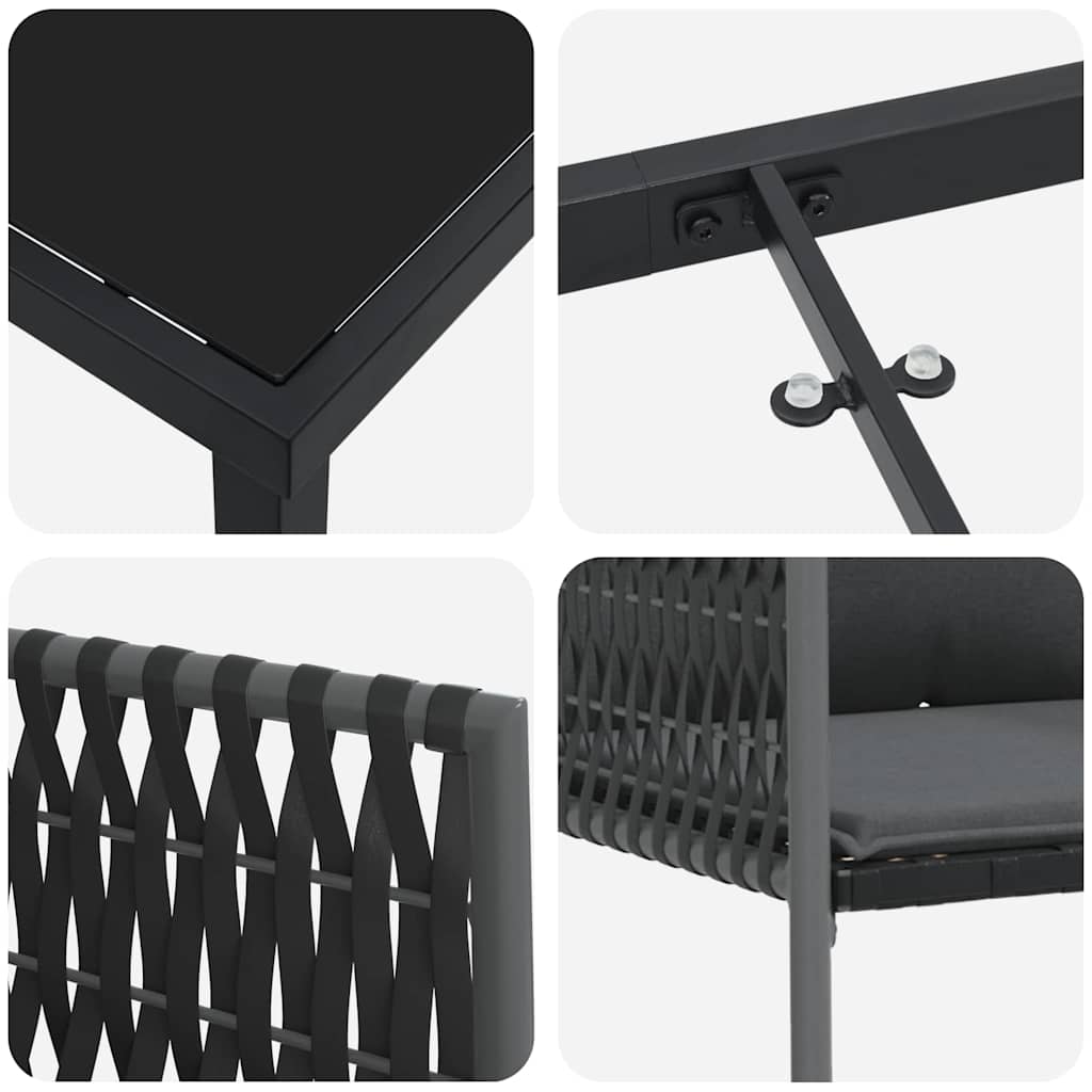 Kert étkező szett 5 pcs Fekete és Szürke PE Rattan