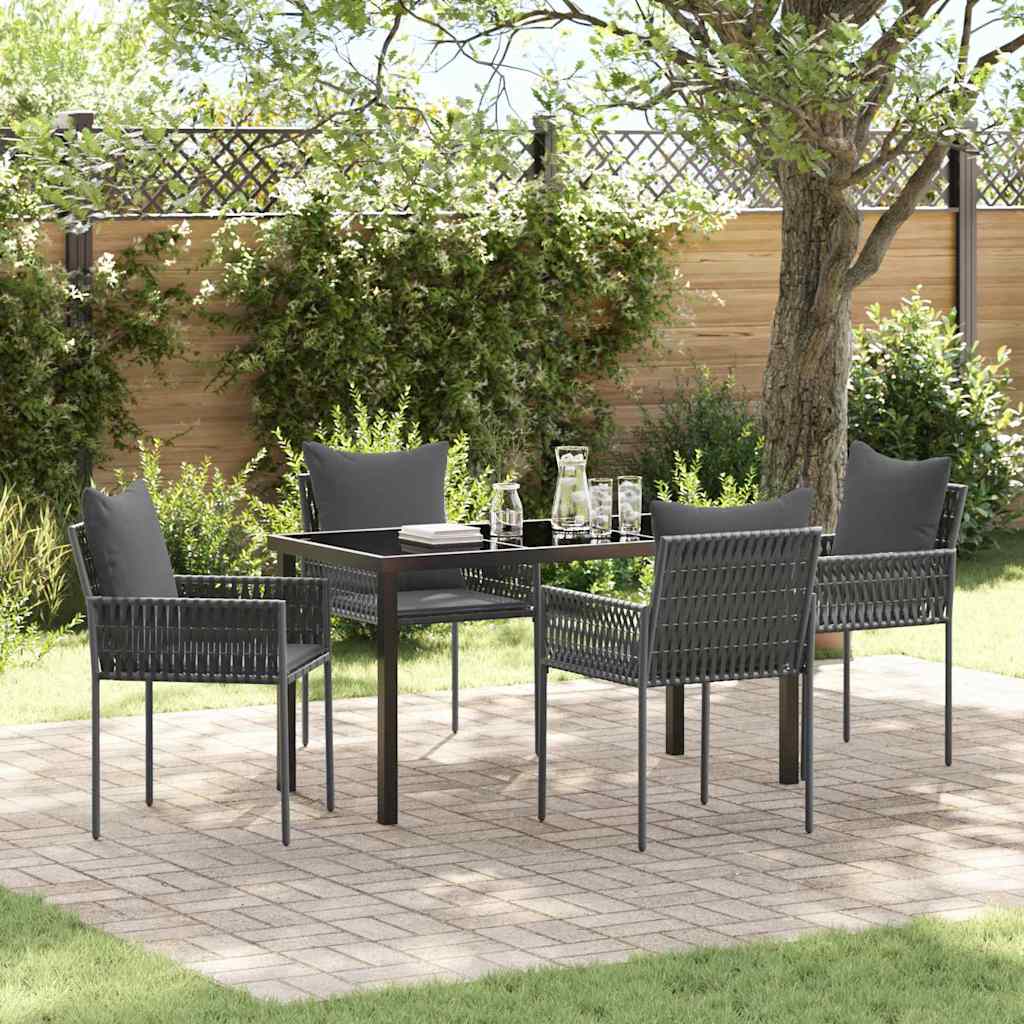 Kert étkező szett 5 pcs Fekete és Szürke PE Rattan