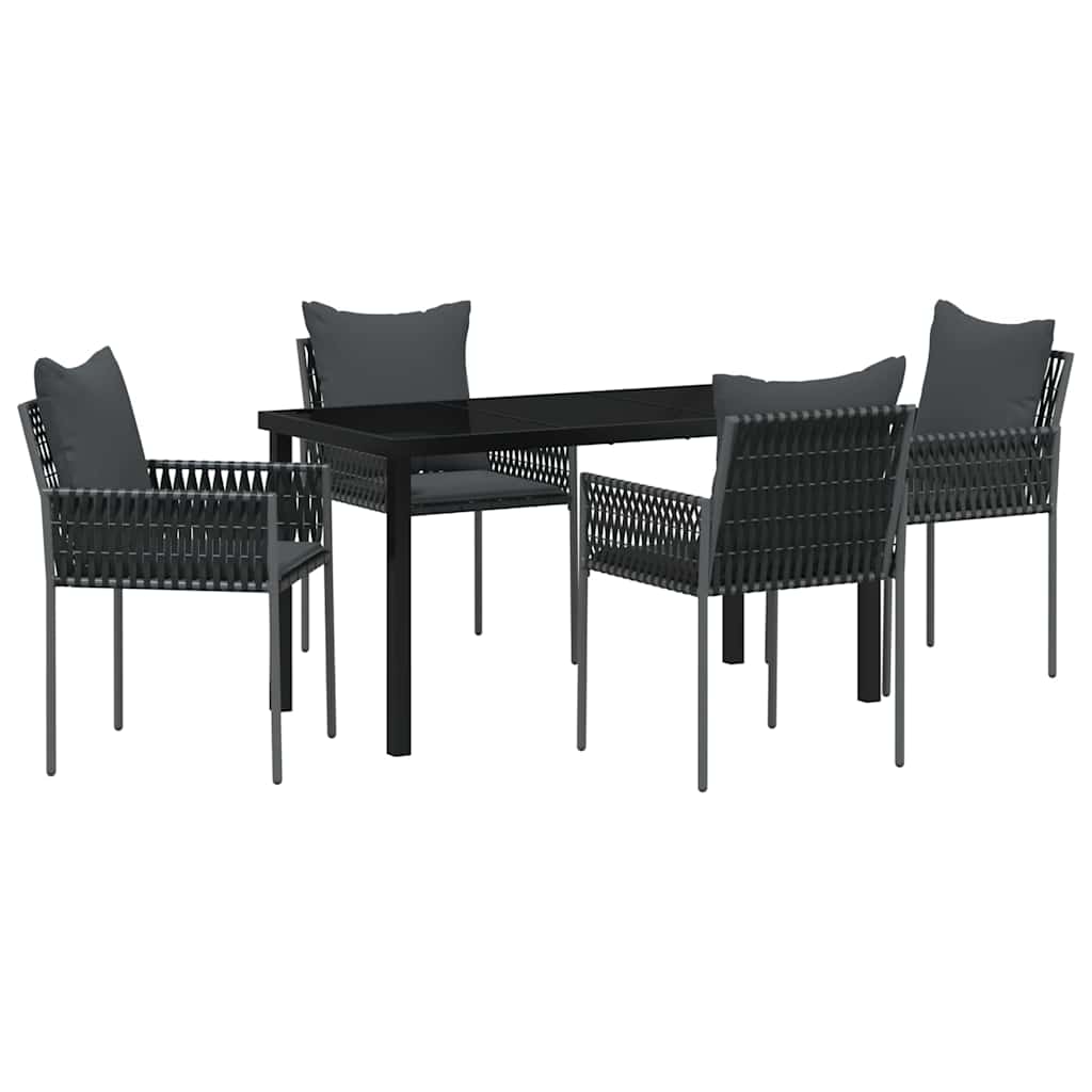 Kert étkező szett 5 pcs Fekete és Szürke PE Rattan