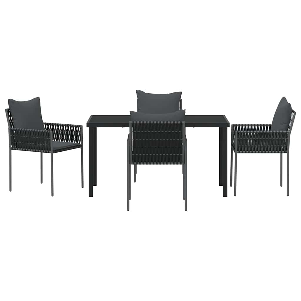 Kert étkező szett 5 pcs Fekete és Szürke PE Rattan