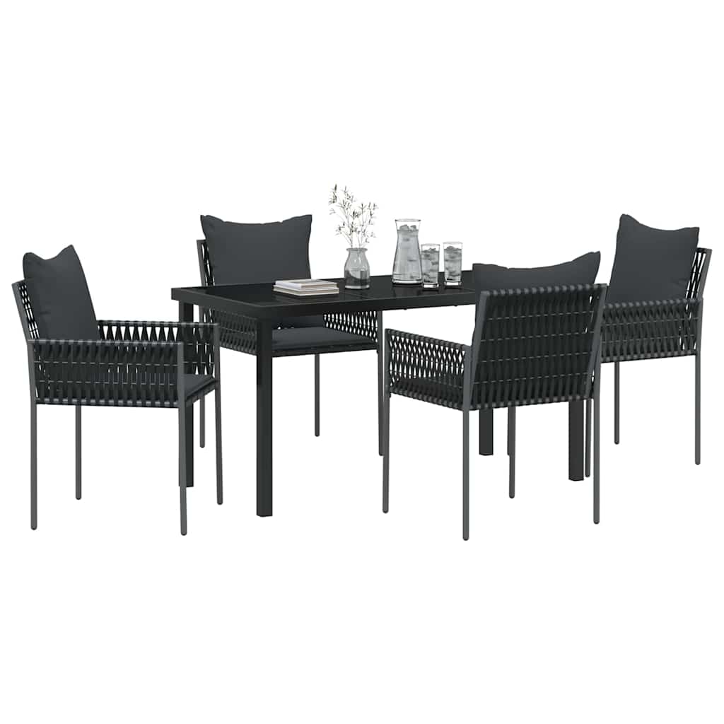 Kert étkező szett 5 pcs Fekete és Szürke PE Rattan