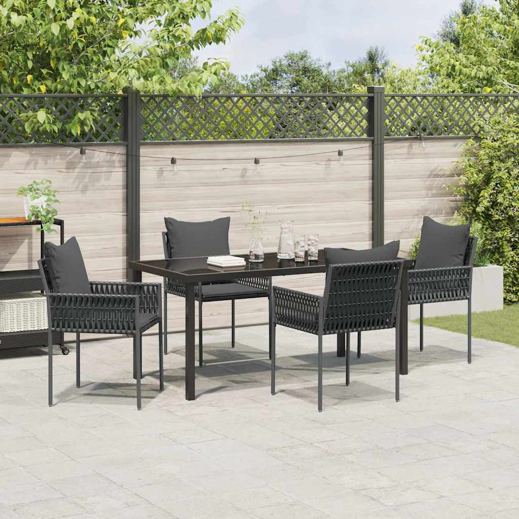 Kert étkező szett 5 pcs Fekete és Szürke PE Rattan