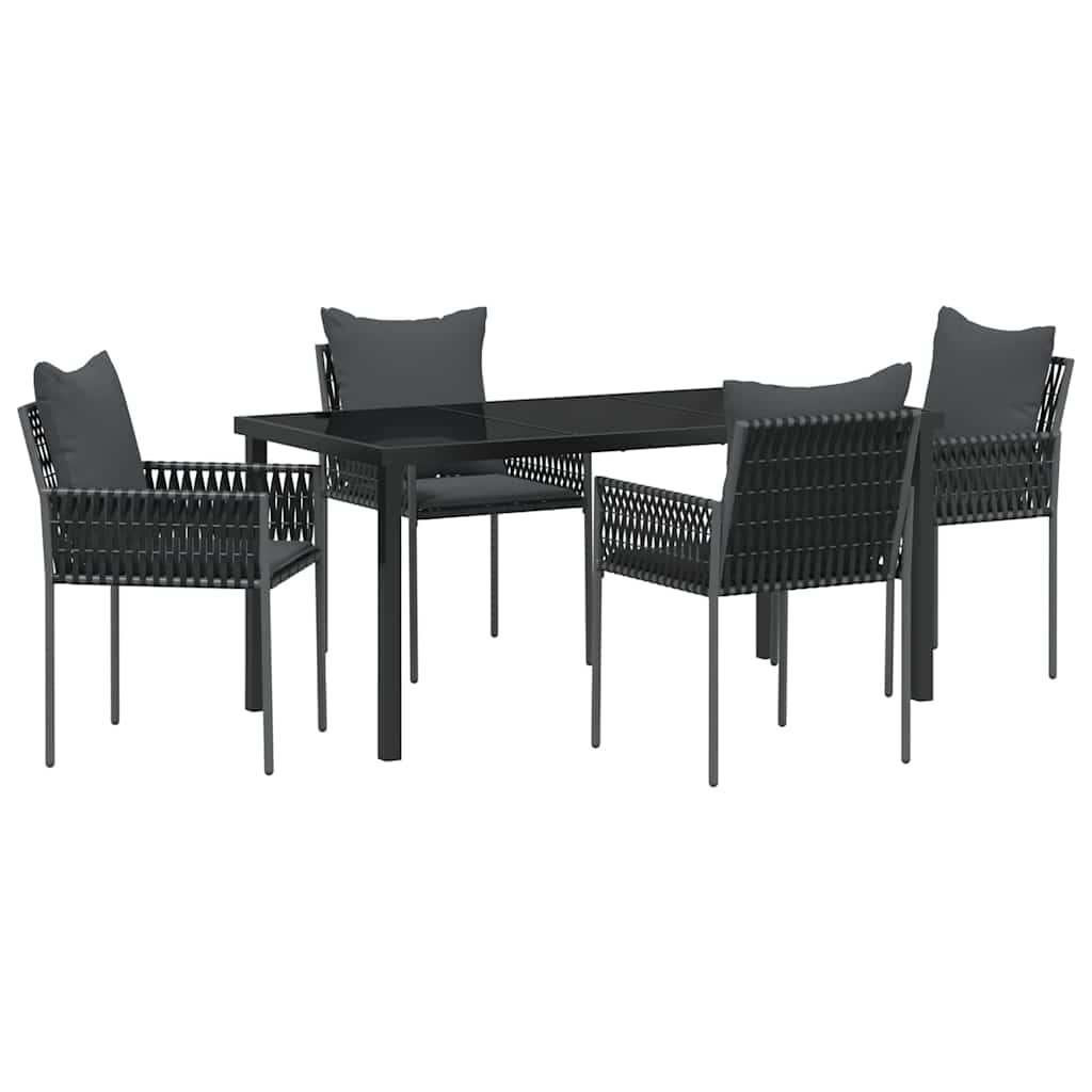 Kert étkező szett 5 pcs Fekete és Szürke PE Rattan