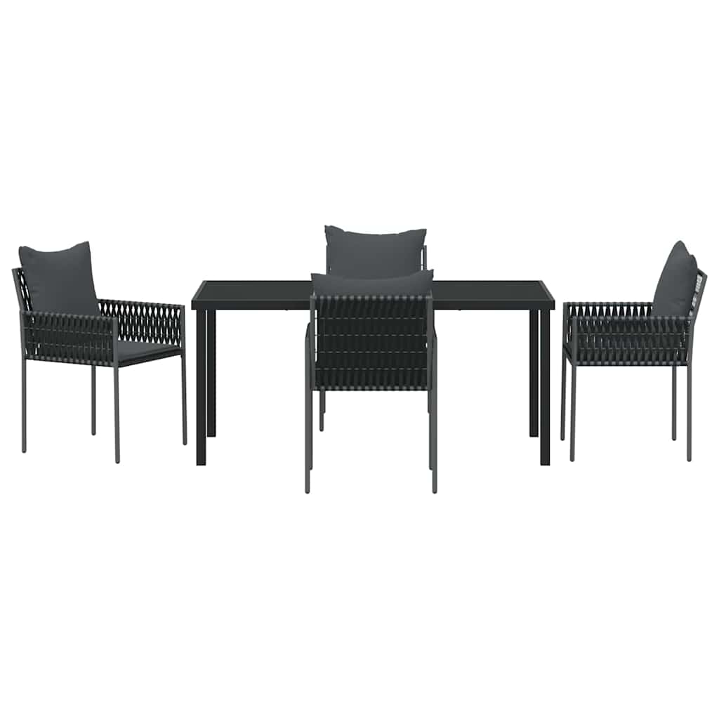 Kert étkező szett 5 pcs Fekete és Szürke PE Rattan