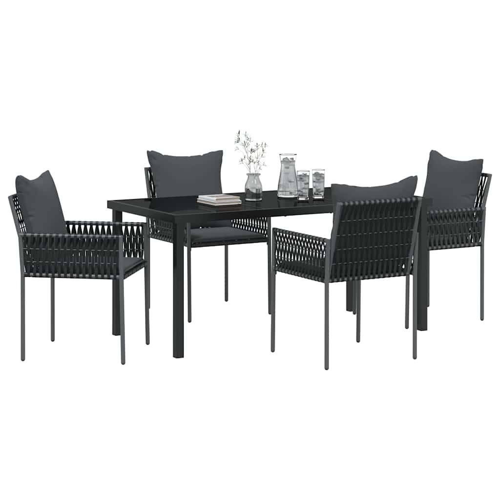 Kert étkező szett 5 pcs Fekete és Szürke PE Rattan