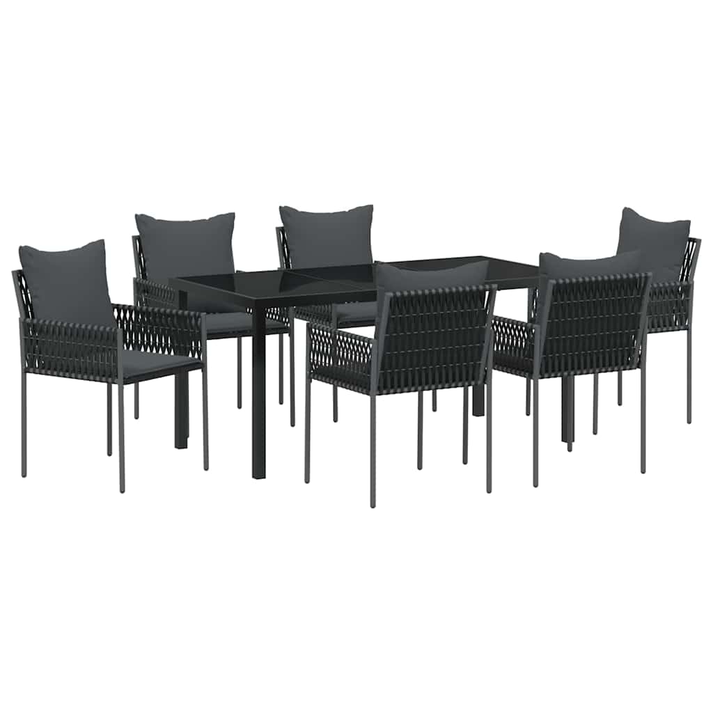 Kert étkező szett 7 pcs Fekete és Szürke PE Rattan