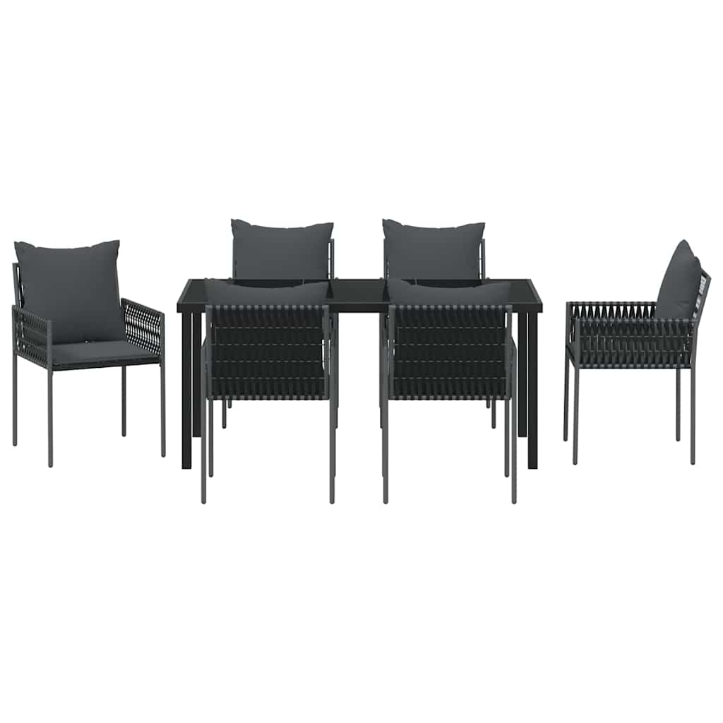 Kert étkező szett 7 pcs Fekete és Szürke PE Rattan