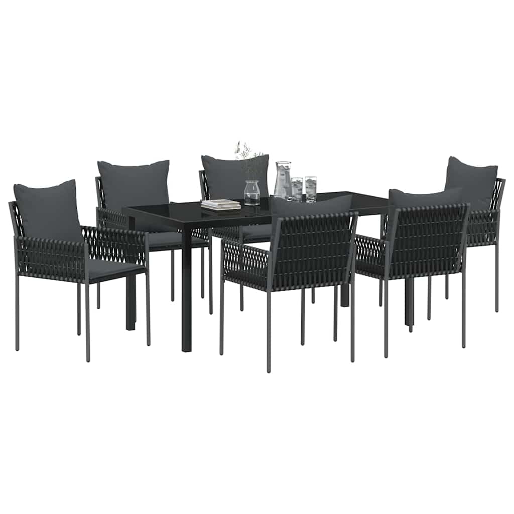 Kert étkező szett 7 pcs Fekete és Szürke PE Rattan