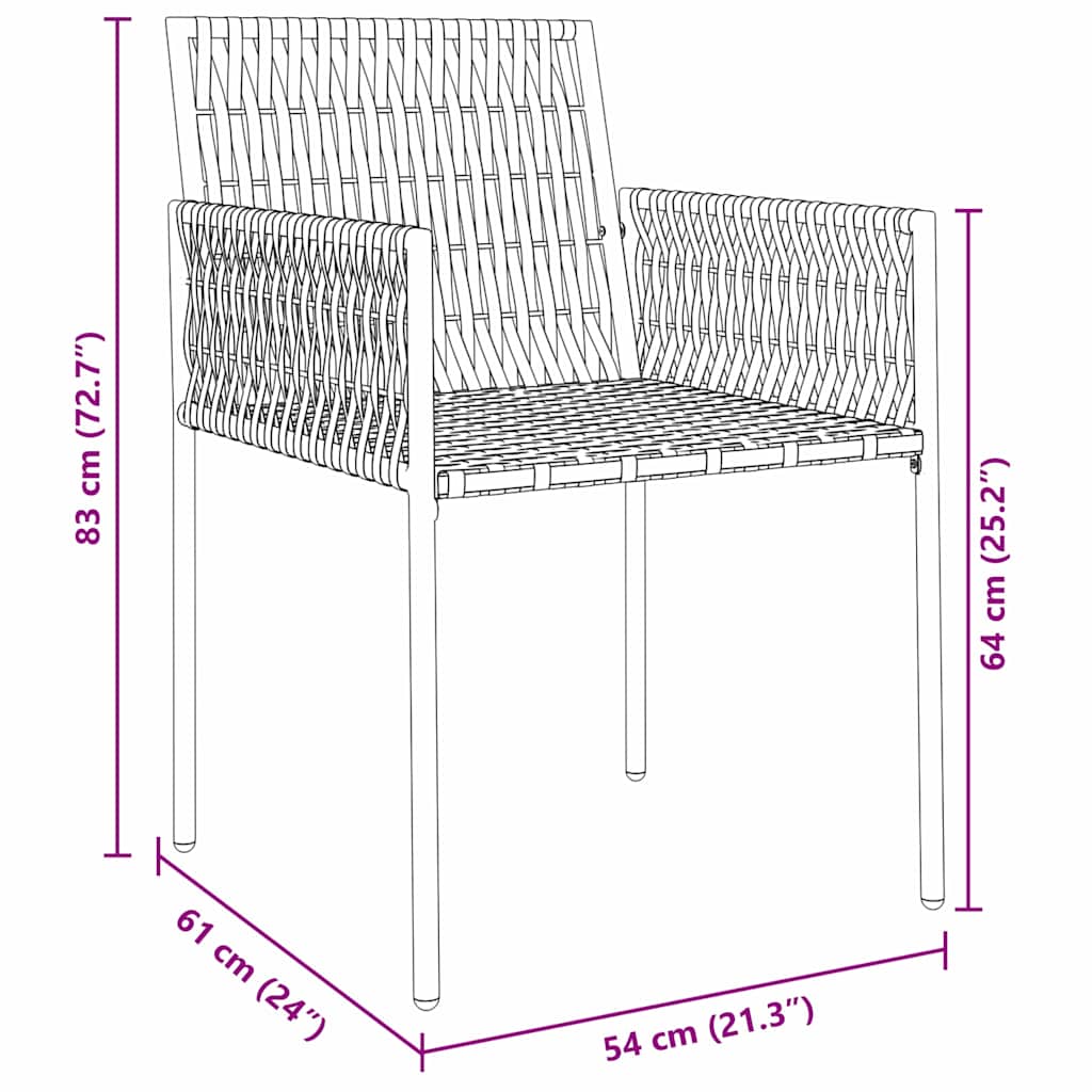 Kert étkező szett 7 pcs Fekete és Szürke PE Rattan