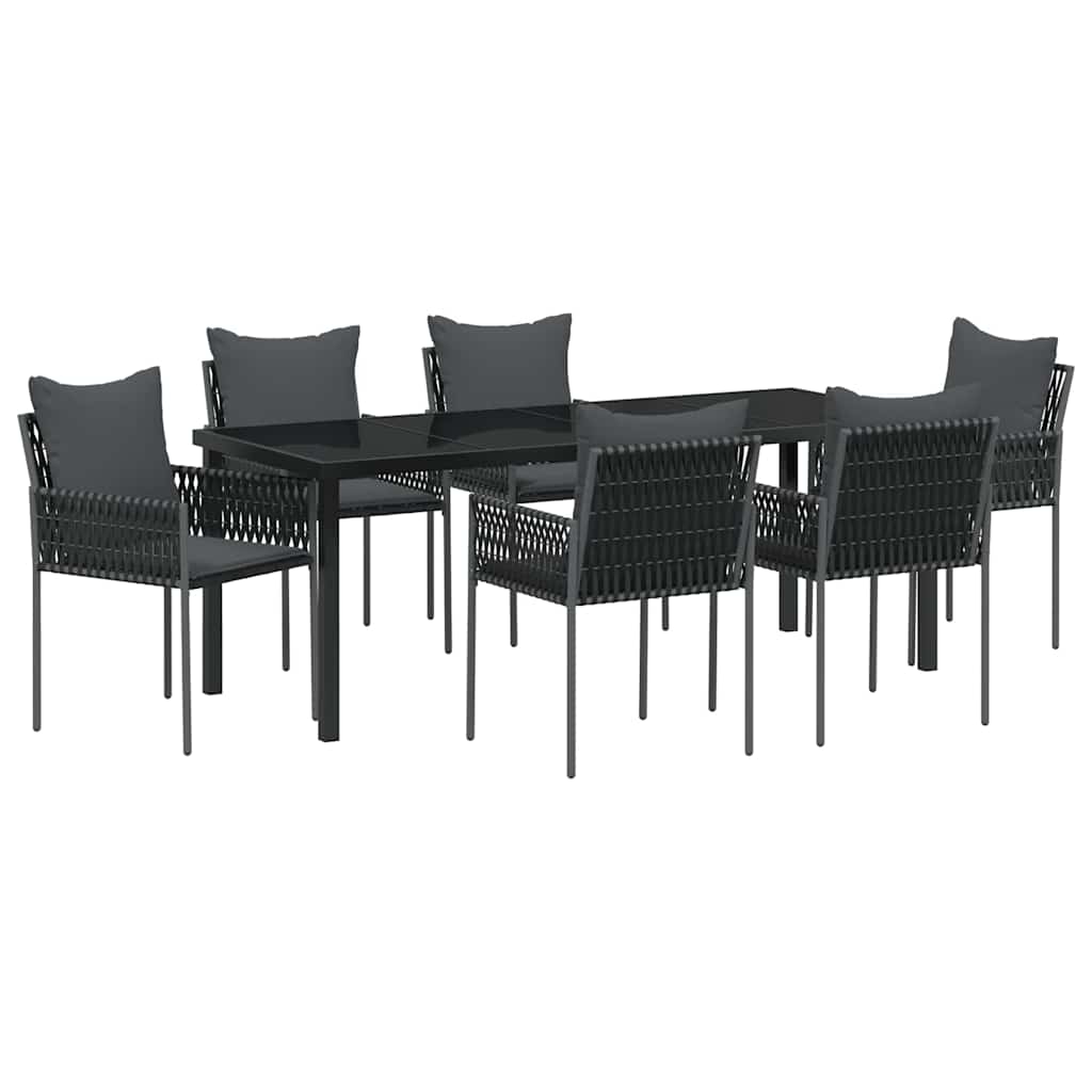 Kert étkező szett 7 pcs Fekete és Szürke PE Rattan