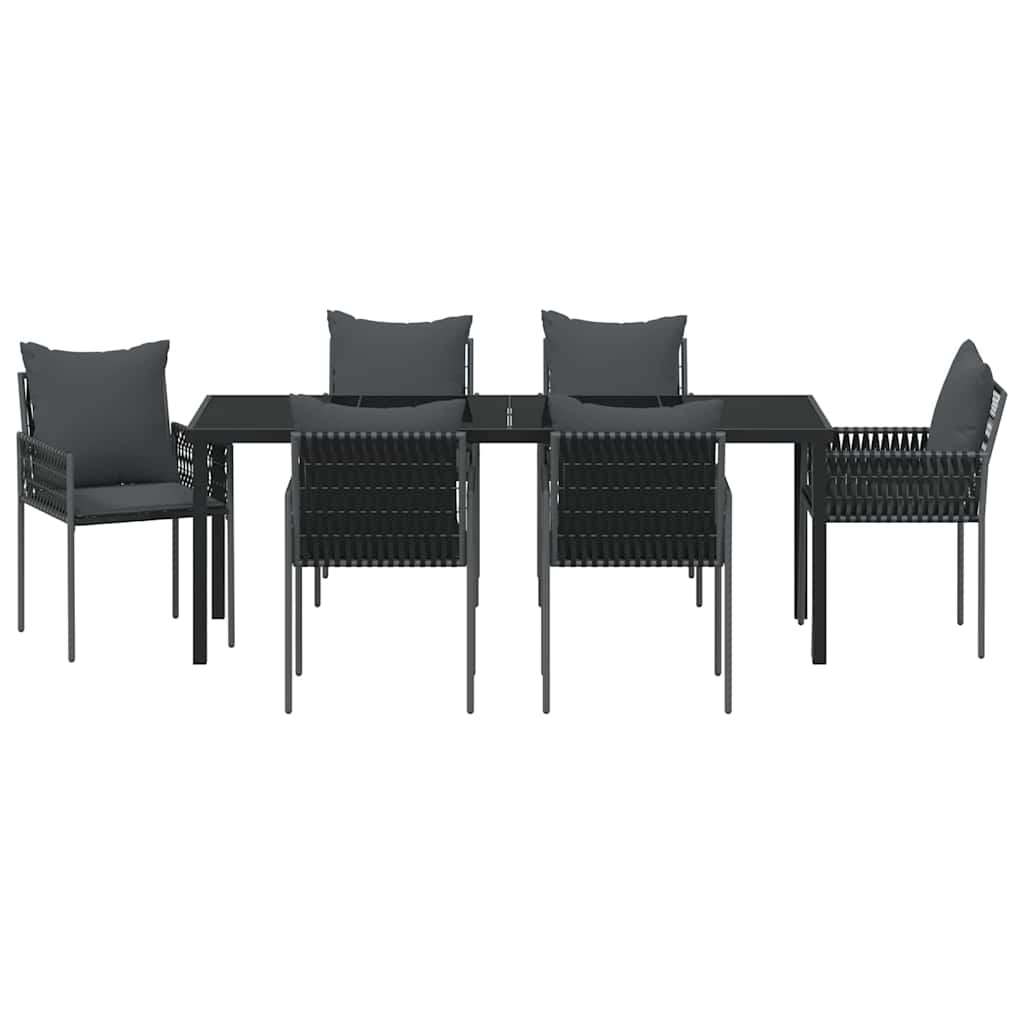 Kert étkező szett 7 pcs Fekete és Szürke PE Rattan