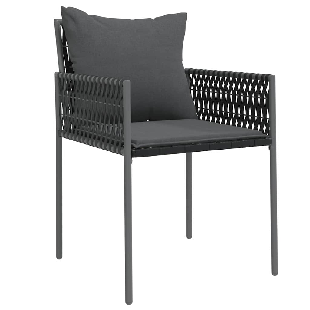 Kert étkező szett 9 pcs Fekete és Szürke PE Rattan