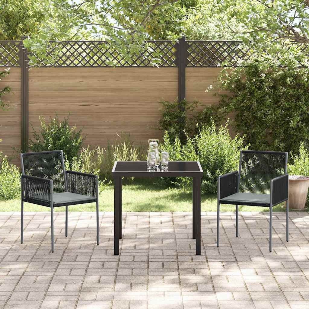 Kert étkező szett 3 pcs Fekete PE Rattan