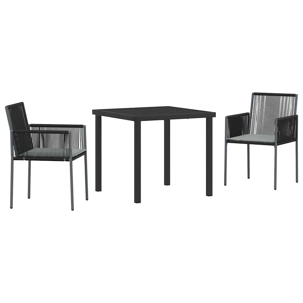 Kert étkező szett 3 pcs Fekete PE Rattan