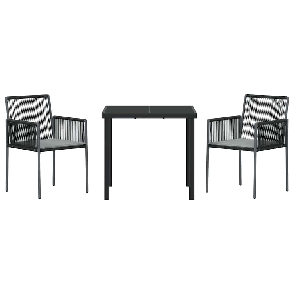 Kert étkező szett 3 pcs Fekete PE Rattan