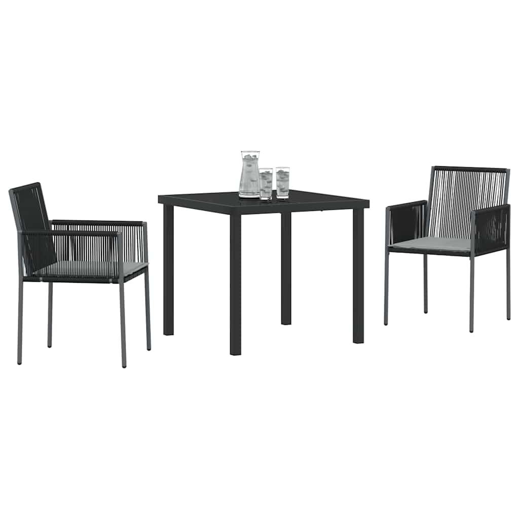 Kert étkező szett 3 pcs Fekete PE Rattan