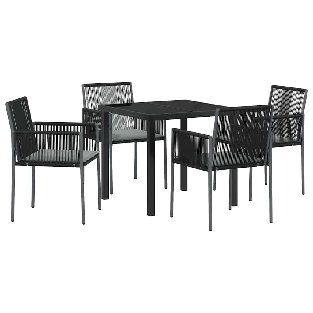 Kert étkező szett 5 pcs Fekete PE Rattan