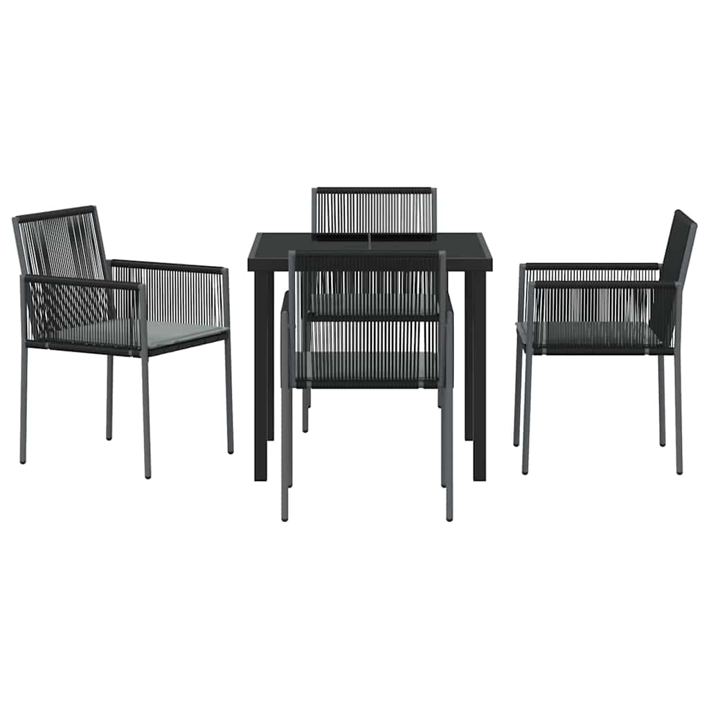 Kert étkező szett 5 pcs Fekete PE Rattan