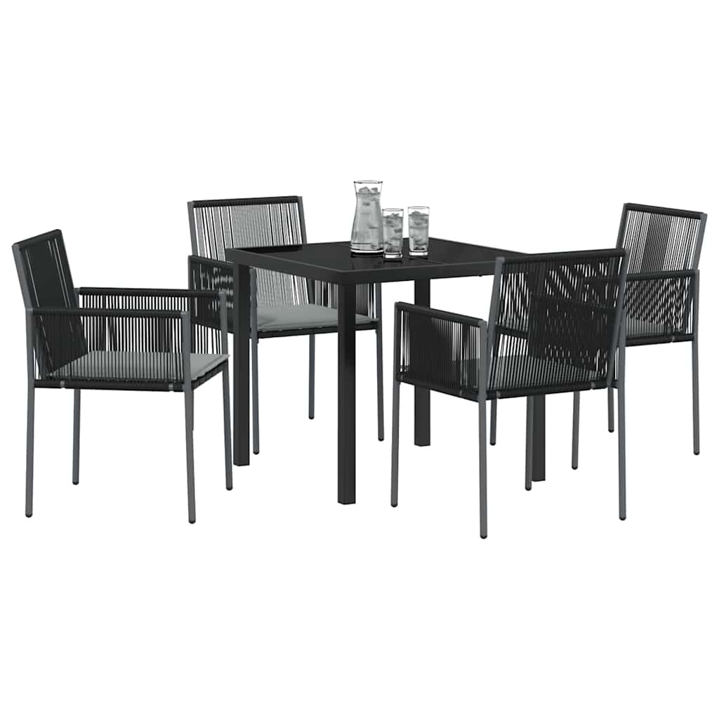 Kert étkező szett 5 pcs Fekete PE Rattan