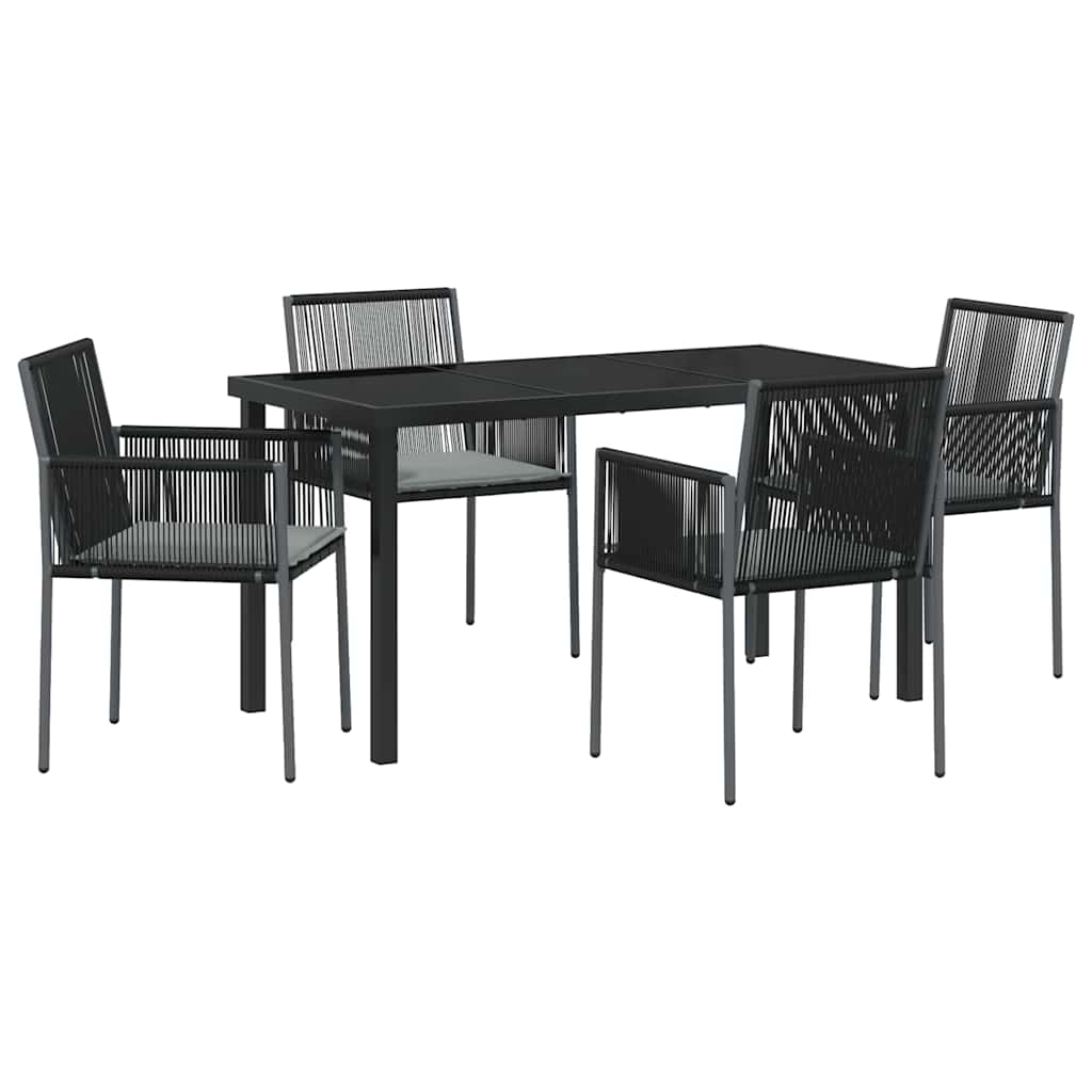 Kert étkező szett 5 pcs Fekete PE Rattan