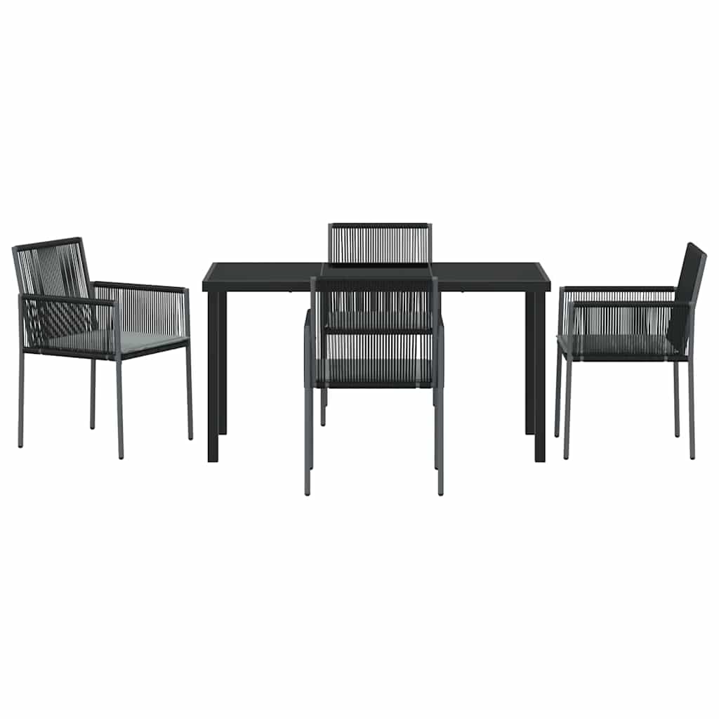 Kert étkező szett 5 pcs Fekete PE Rattan