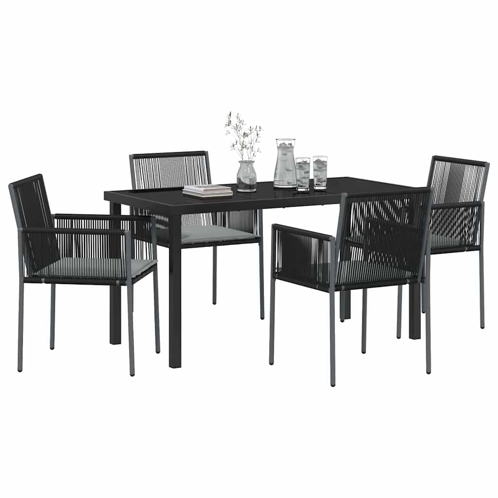 Kert étkező szett 5 pcs Fekete PE Rattan