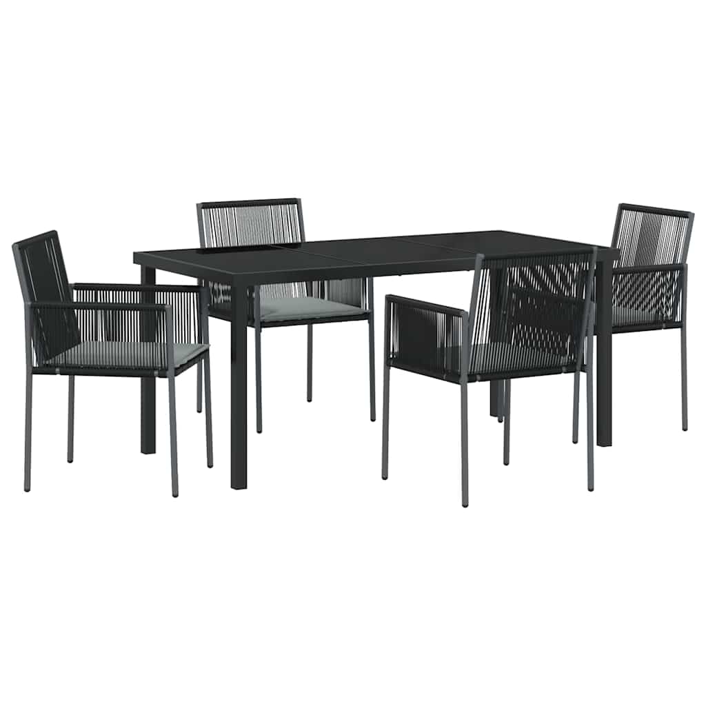 Kert étkező szett 5 pcs Fekete PE Rattan