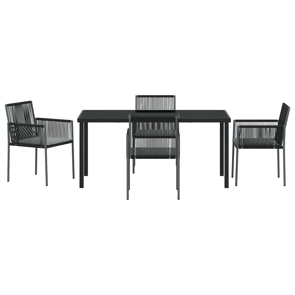 Kert étkező szett 5 pcs Fekete PE Rattan