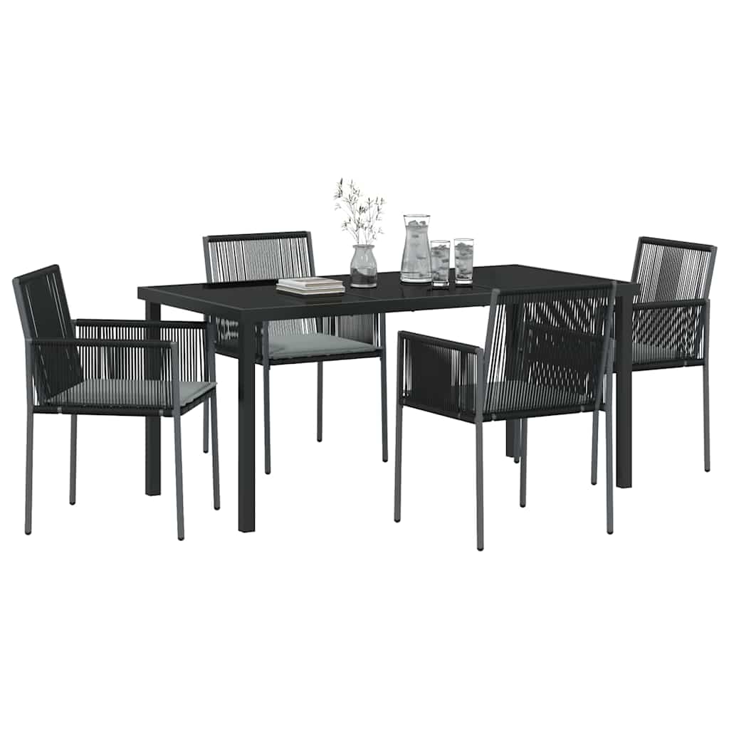 Kert étkező szett 5 pcs Fekete PE Rattan