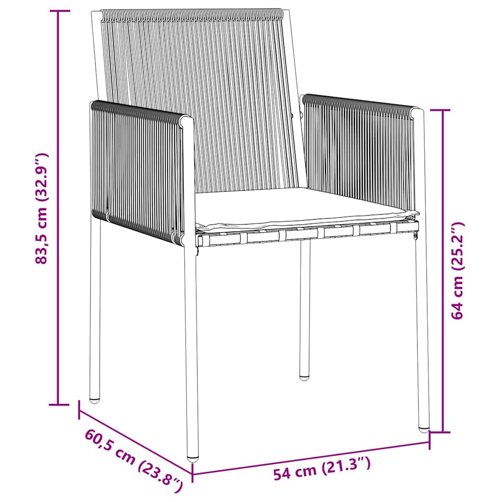 Kert étkező szett 5 pcs Fekete PE Rattan