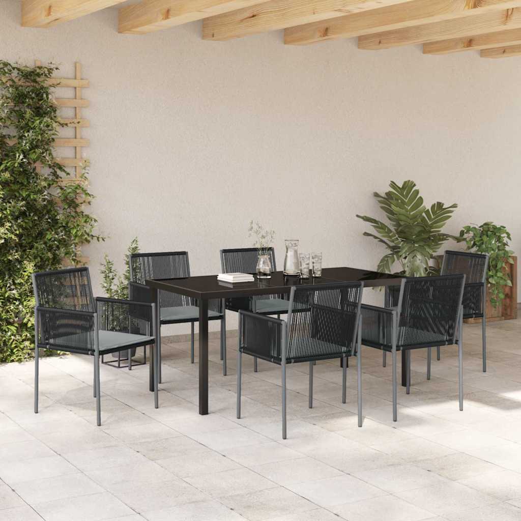 Kert étkező szett 7 pcs Fekete PE Rattan