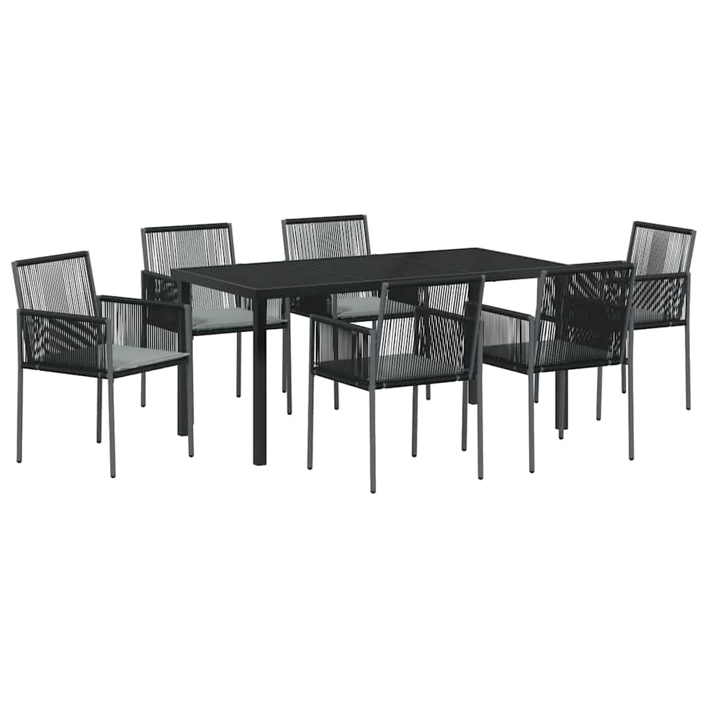 Kert étkező szett 7 pcs Fekete PE Rattan