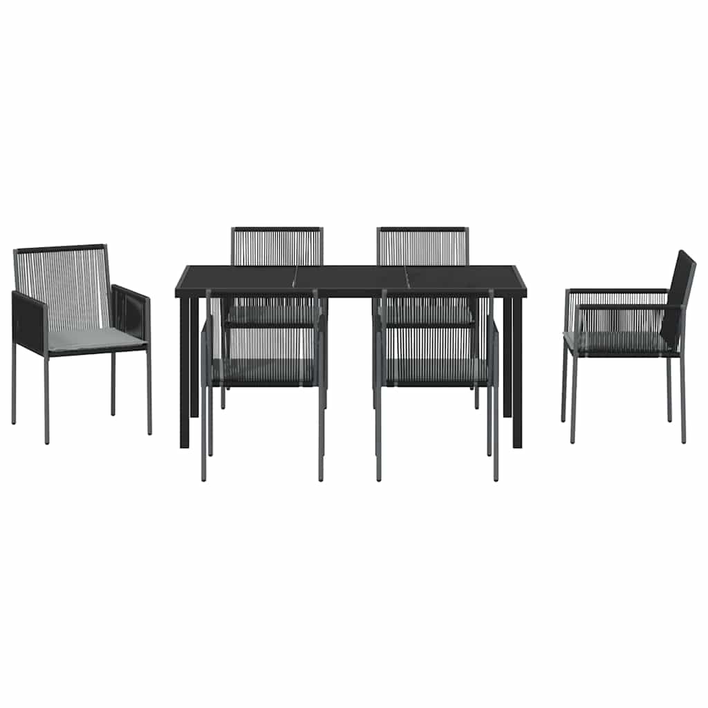 Kert étkező szett 7 pcs Fekete PE Rattan