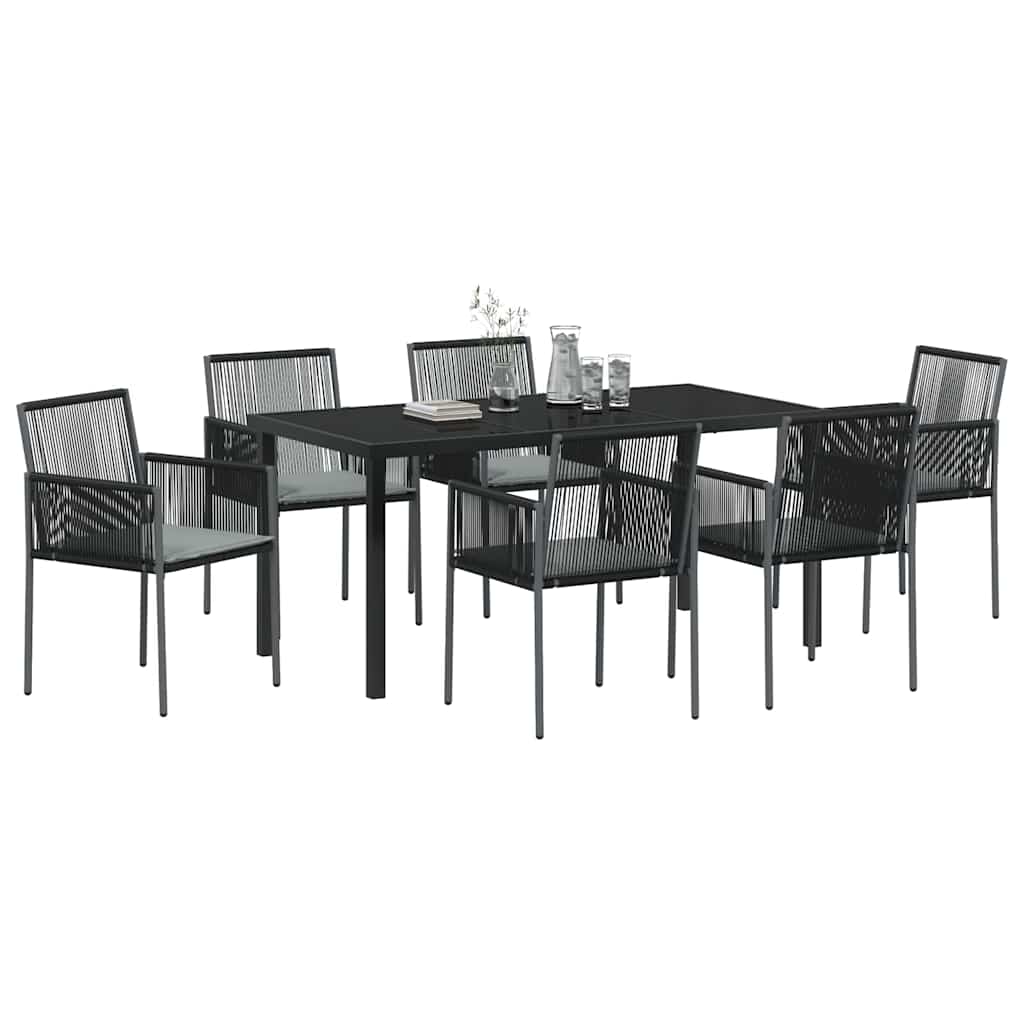 Kert étkező szett 7 pcs Fekete PE Rattan