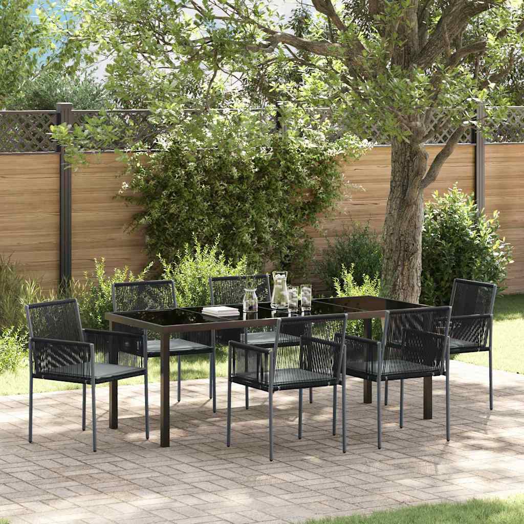 Kert étkező szett 7 pcs Fekete PE Rattan
