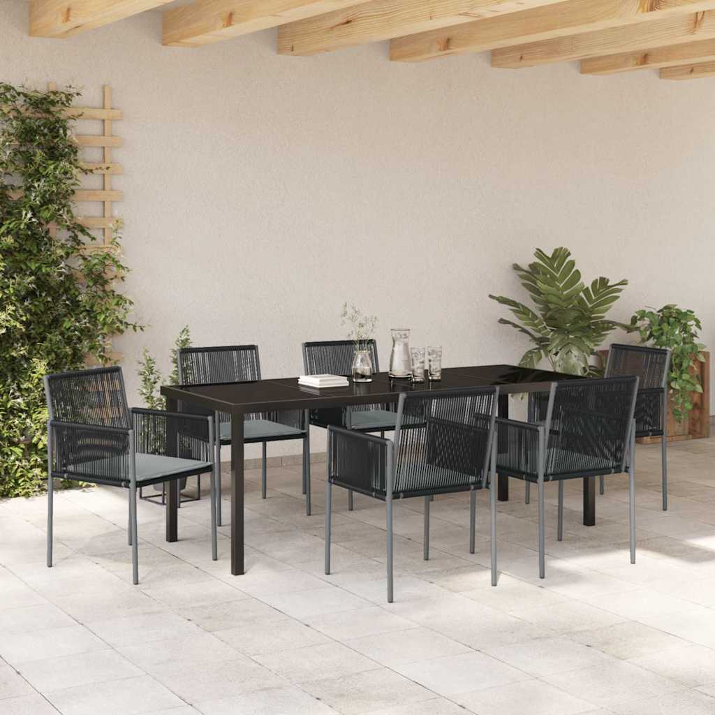 Kert étkező szett 7 pcs Fekete PE Rattan