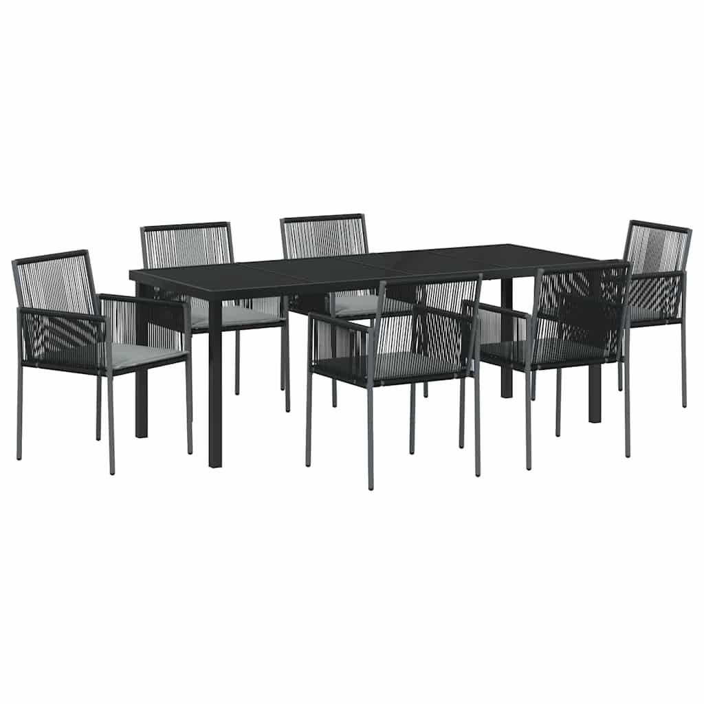 Kert étkező szett 7 pcs Fekete PE Rattan