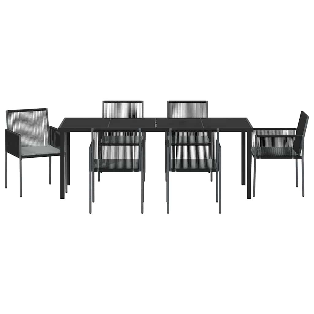 Kert étkező szett 7 pcs Fekete PE Rattan