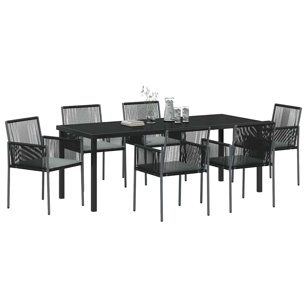 Kert étkező szett 7 pcs Fekete PE Rattan