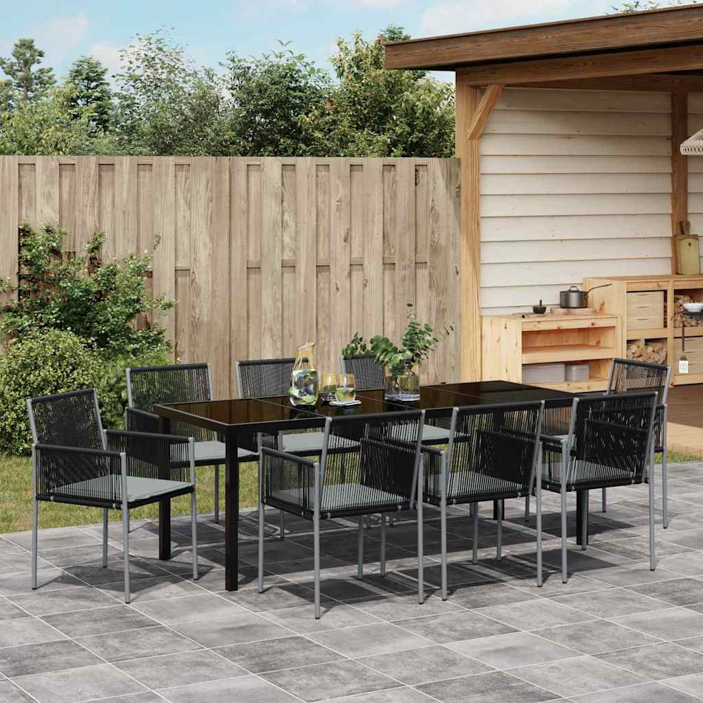 Kert étkező szett 9 pcs Fekete PE Rattan