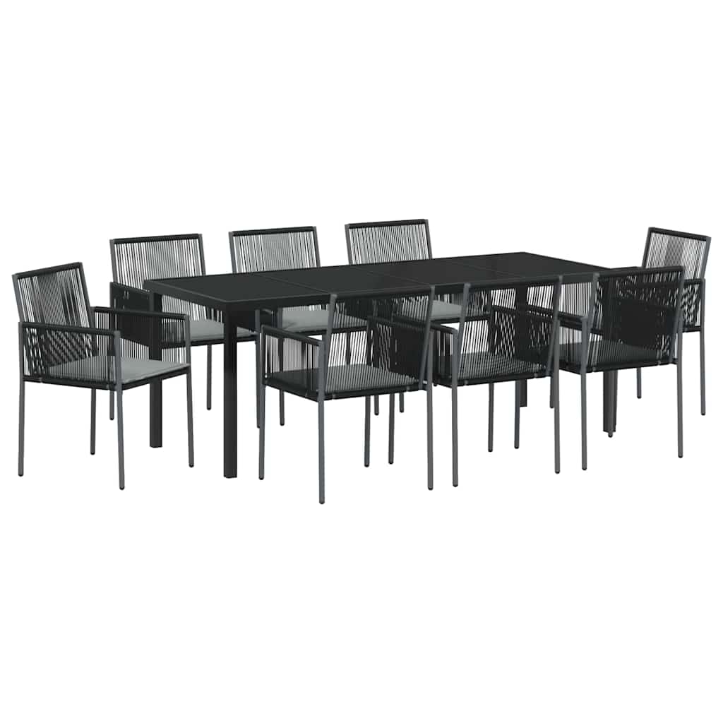 Kert étkező szett 9 pcs Fekete PE Rattan