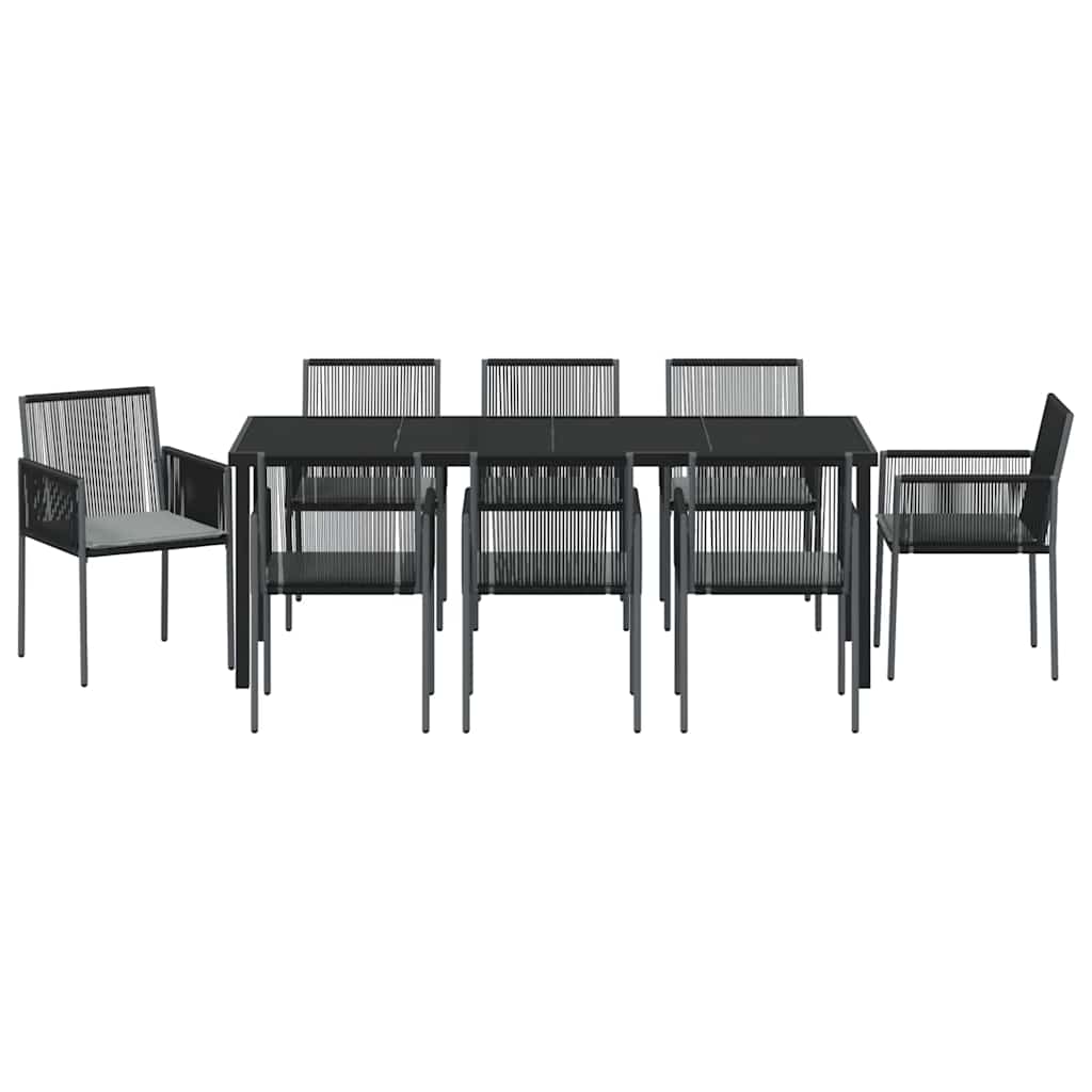 Kert étkező szett 9 pcs Fekete PE Rattan