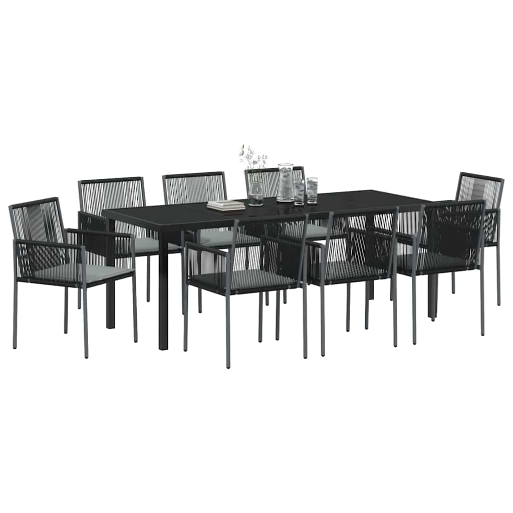Kert étkező szett 9 pcs Fekete PE Rattan