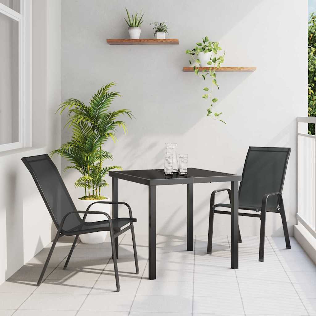 Kert étkező szett 3 pcs Fekete Porfestett acél