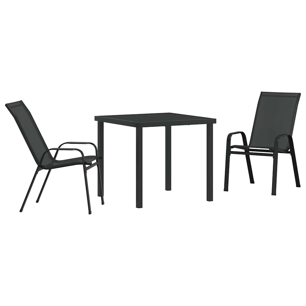 Kert étkező szett 3 pcs Fekete Porfestett acél